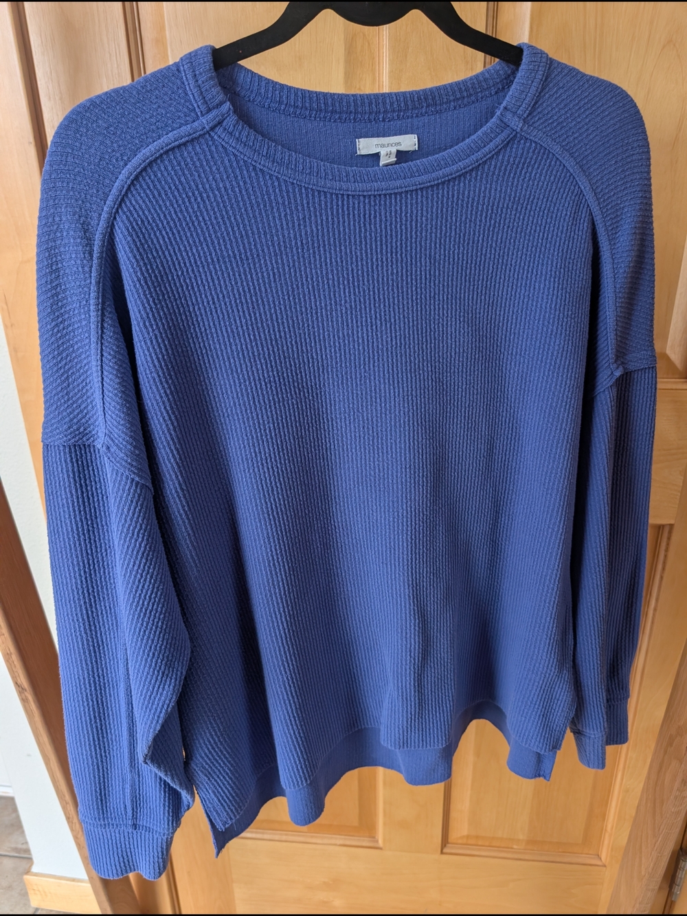 Maurices Periwinkle Waffle-Knit Crewneck Sweater